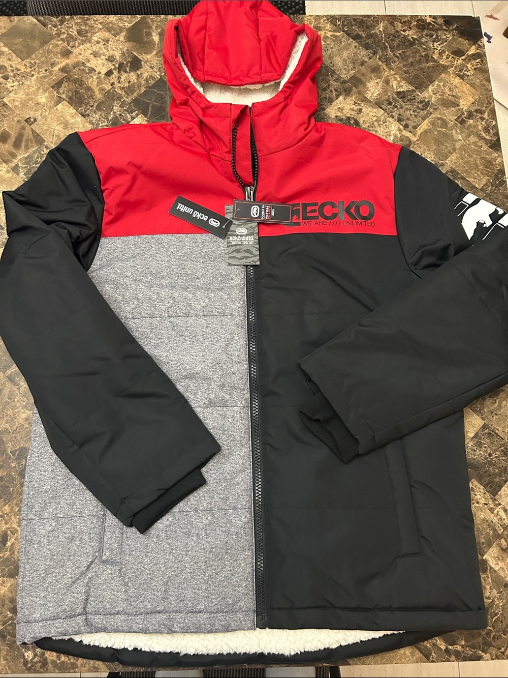 NWT 🆕 Ecko Unlimited Hooded Puffer Sherpa-Lined Winter Jacket size M